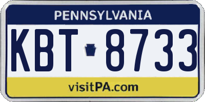 PA license plate KBT8733