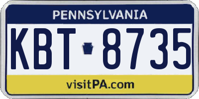PA license plate KBT8735