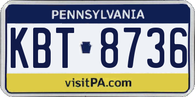 PA license plate KBT8736