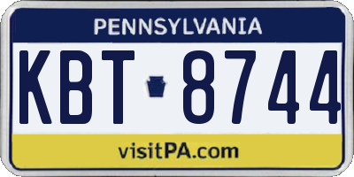 PA license plate KBT8744