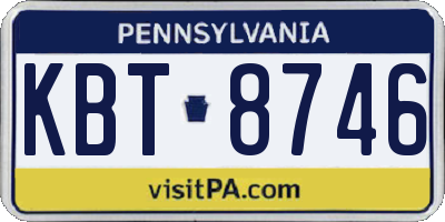 PA license plate KBT8746