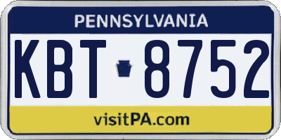 PA license plate KBT8752