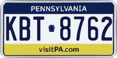 PA license plate KBT8762