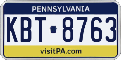 PA license plate KBT8763