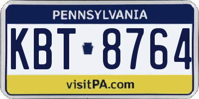 PA license plate KBT8764