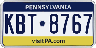 PA license plate KBT8767