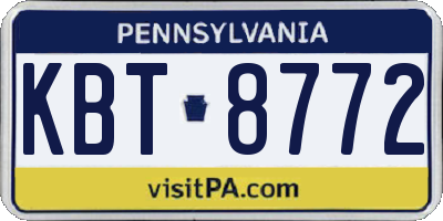 PA license plate KBT8772