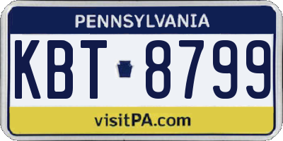 PA license plate KBT8799
