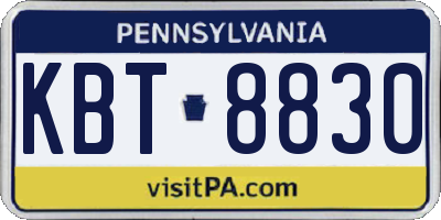 PA license plate KBT8830