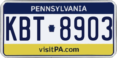 PA license plate KBT8903