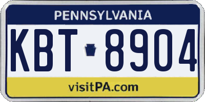 PA license plate KBT8904
