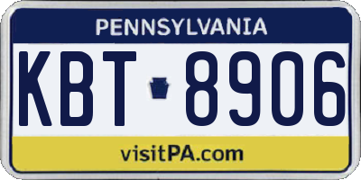 PA license plate KBT8906