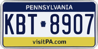 PA license plate KBT8907