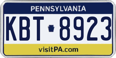 PA license plate KBT8923
