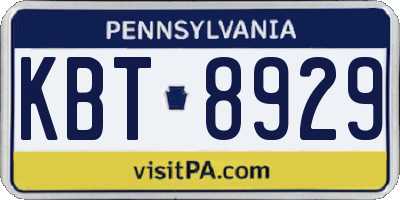 PA license plate KBT8929