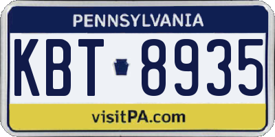 PA license plate KBT8935