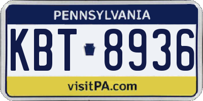 PA license plate KBT8936