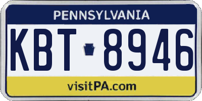 PA license plate KBT8946