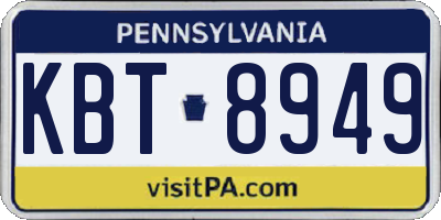 PA license plate KBT8949