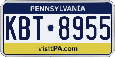 PA license plate KBT8955