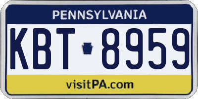 PA license plate KBT8959