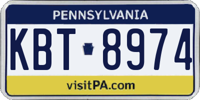 PA license plate KBT8974