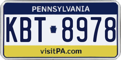 PA license plate KBT8978