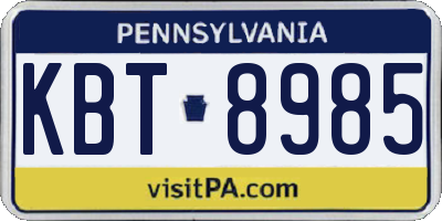 PA license plate KBT8985