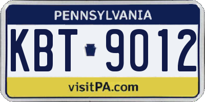 PA license plate KBT9012