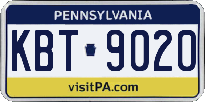 PA license plate KBT9020