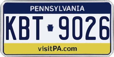 PA license plate KBT9026