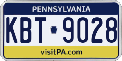 PA license plate KBT9028