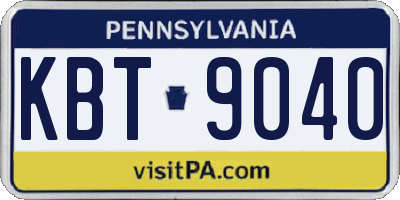 PA license plate KBT9040