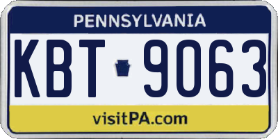 PA license plate KBT9063