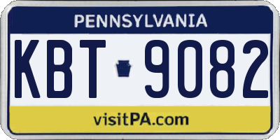 PA license plate KBT9082