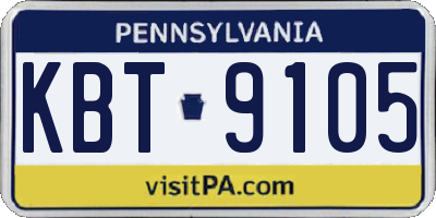 PA license plate KBT9105