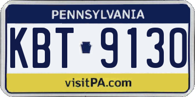 PA license plate KBT9130