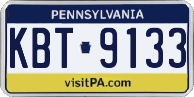 PA license plate KBT9133