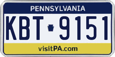 PA license plate KBT9151