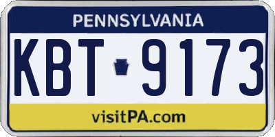 PA license plate KBT9173