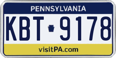 PA license plate KBT9178