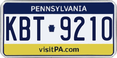 PA license plate KBT9210