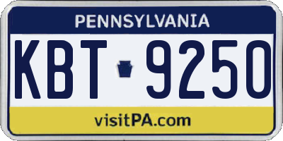 PA license plate KBT9250