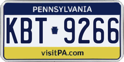 PA license plate KBT9266