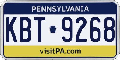 PA license plate KBT9268