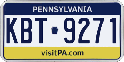 PA license plate KBT9271