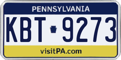 PA license plate KBT9273