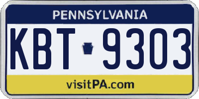 PA license plate KBT9303