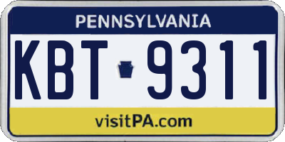 PA license plate KBT9311