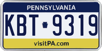 PA license plate KBT9319